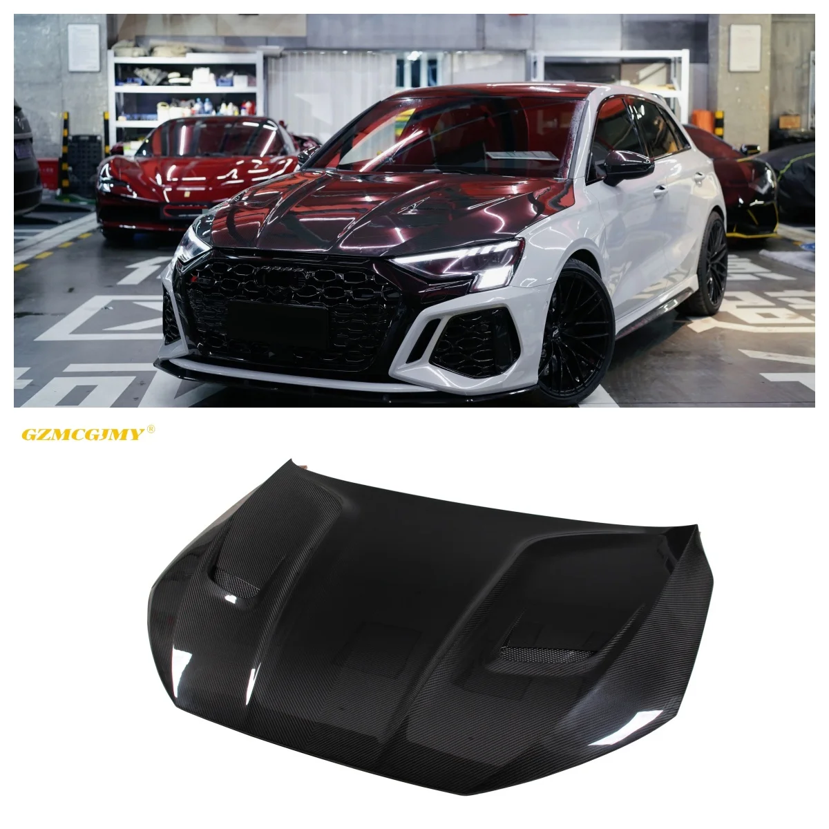 High quality car RS3 (8Y) hood suitable for Audis   dry carbon fiber engine 