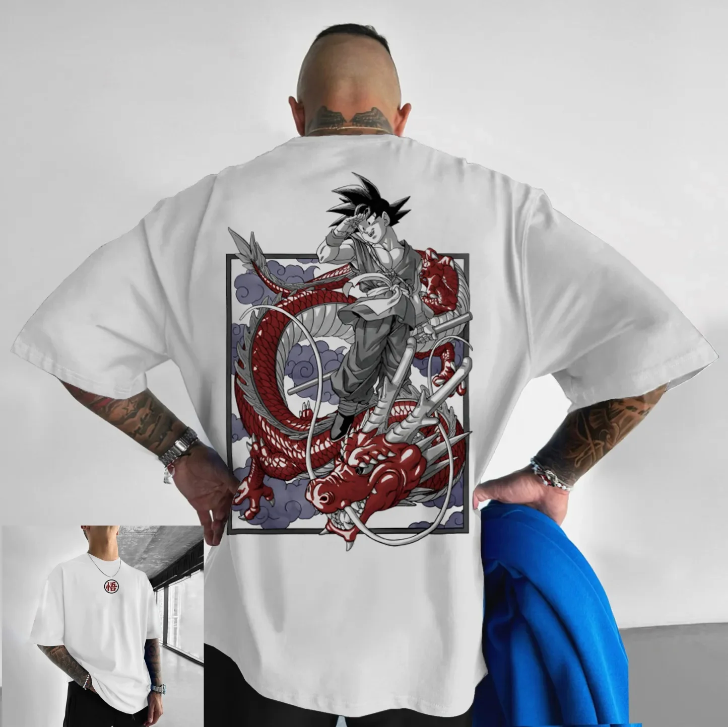 2026 Summer Dragon Ball Retro Gym T-shirt 100% Cotton Vegeta Print Oversized Fitness Streetwear for Men Women Adults & Kids view 2