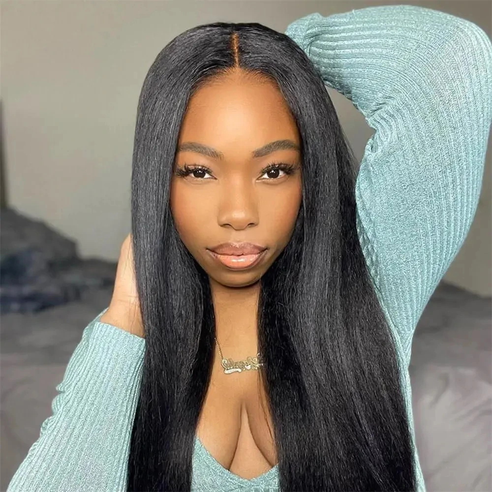 Kinky Straight 4x4 Hd Lace Human Peruvian Hair 26 28 Inch Human Hair Glueless Wig Ready To Wear Transparent Lace Wig On Sale