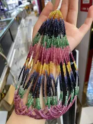 Wholesale Emerald Ruby Blue Yellow Sapphire Faceted Rondelle Beads Jewelry Design Making Natural Gemstones Crystal DIY Necklace