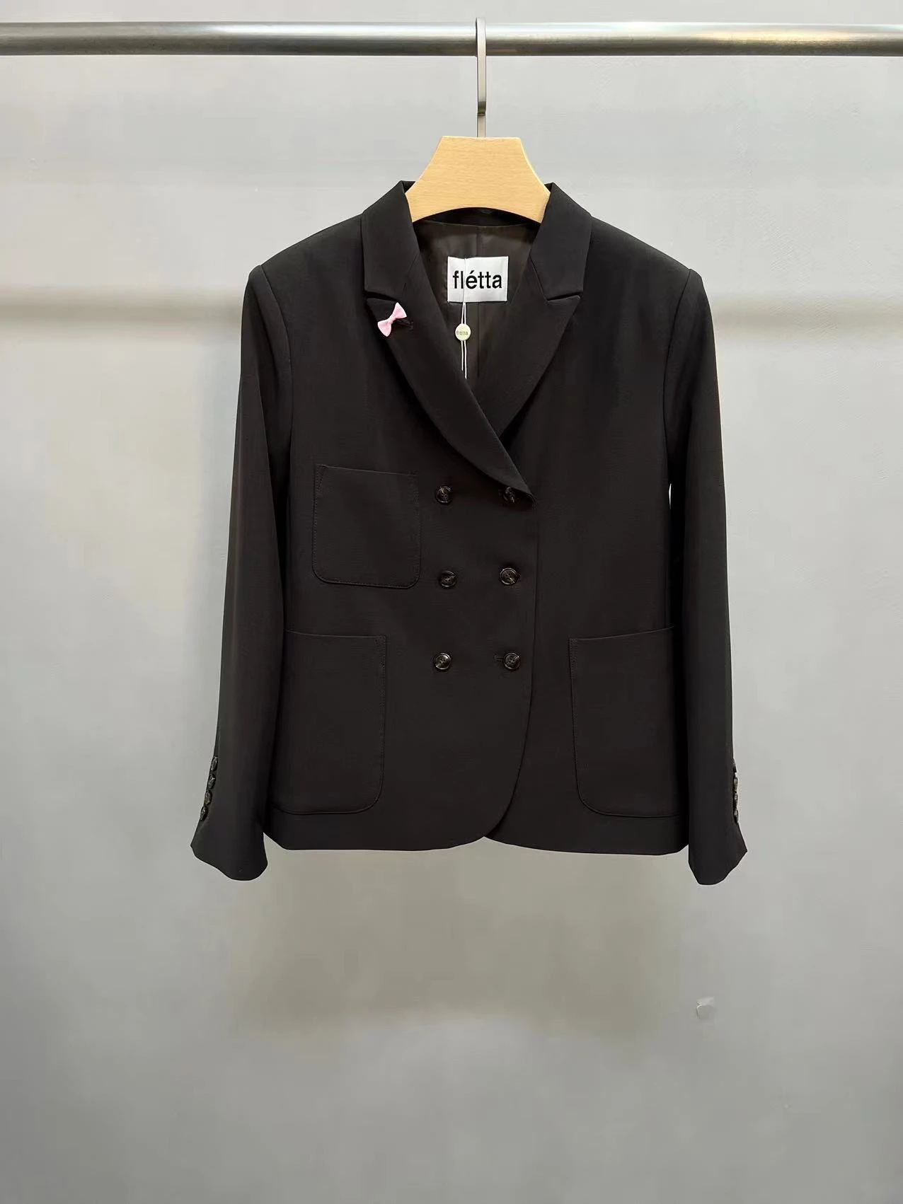 Classico doppiopetto con fiocco decorato piccolo abito pendolare Sle PREON Inizio primavera Nuovo arrivo Fletta Trend