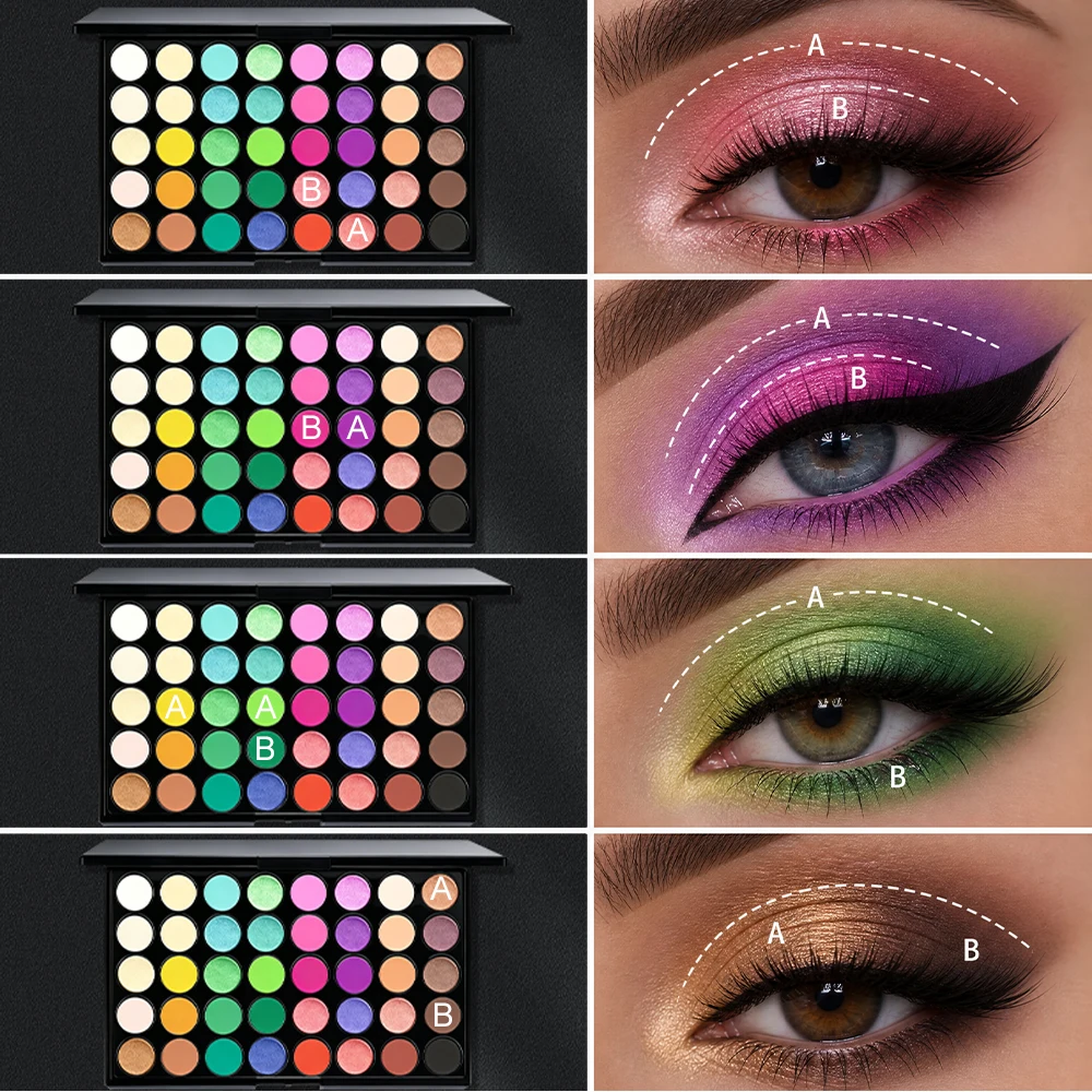 3pcs Makeup Sets for 40 Colors Rainbow Eyeshadow Palette+Black Mascara with 1pc Brush, 3 In 1 Makeup Kit For Daily Party Daily view 5