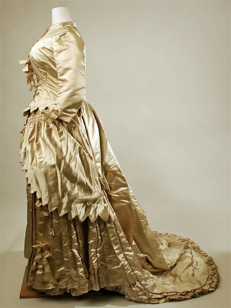 Viktorianisches Edwardian Afternoon Walking Bustle Vintage-Kleider aus den 1879er Jahren, Bürgerkriegs-Ballkleid nach Maß