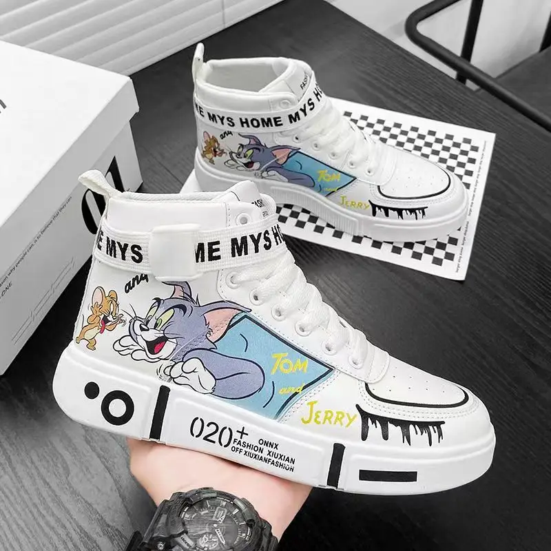 Anime Cartoon Cat And Mouse Kids spring autumn Sports Shoes Teenager Casual Sneakers Boy Girl Children Comics High-top Sneaker