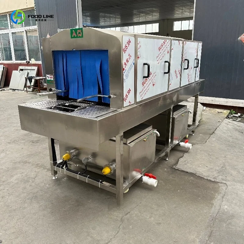 Customized Small Multifunctional Tunnel Rotating Washing Machine For Kitchen Bean Sprout Trays Turnover Baskets And Crates