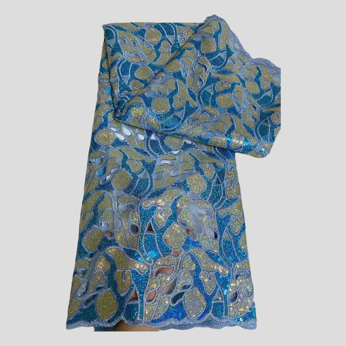 Tecido guipure africano brilhante, vestido longo de noiva, artesanato, lantejoulas de renda para vestido de noite, materiais de pano