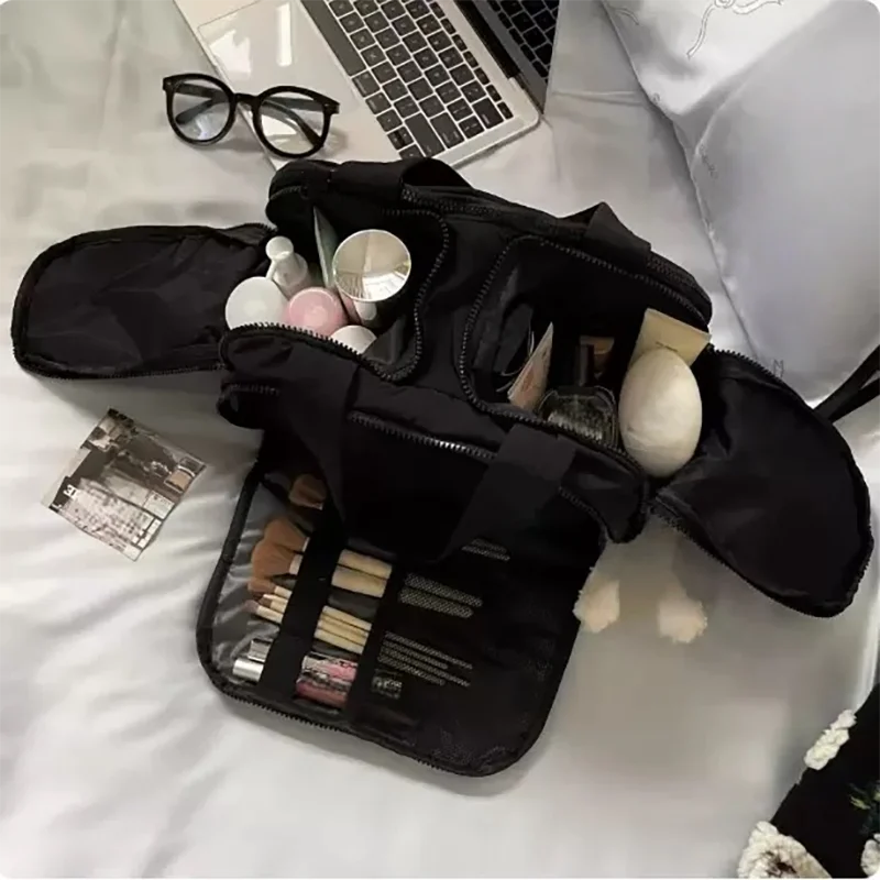 1 PC-Kosmetiktasche mit großem Fassungsvermögen, Reisewasch-Aufbewahrungstasche mit mehreren Fächern, tragbare Reise-Schönheits-Aufbewahrungstasche mit Griff – Detail 4