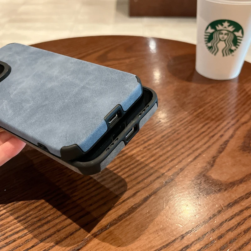 Luxury Solid Color Matte Leather Phone Case For iPhone 16 Pro Max 14 11 12 13 15 Pro Max Camera Lens Protection Bumper Back Case image 6