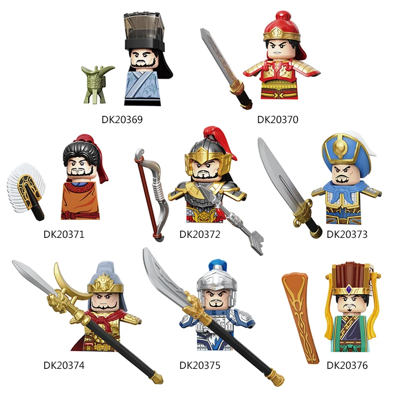 8pcs Courage Of The Three Kingdoms Soldiers Hero soldier weapon brick Mini action figure Building Blocks Toy For Children Gifts