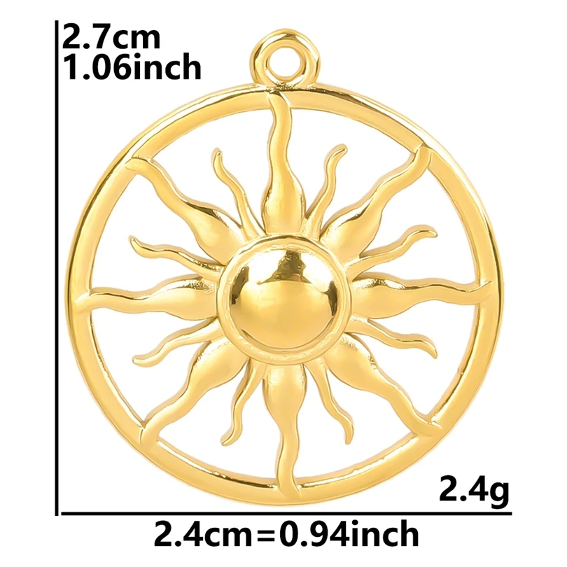 5pcs Gold Sun Charms for DIY Jewellery Making