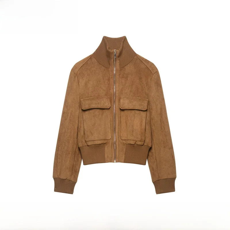 Early Autumn New Arrival Women's Fashion Pilot Jacket Outerwear Standard Fit Polyester Fiber Long Sleeve Zipper Closure Short...