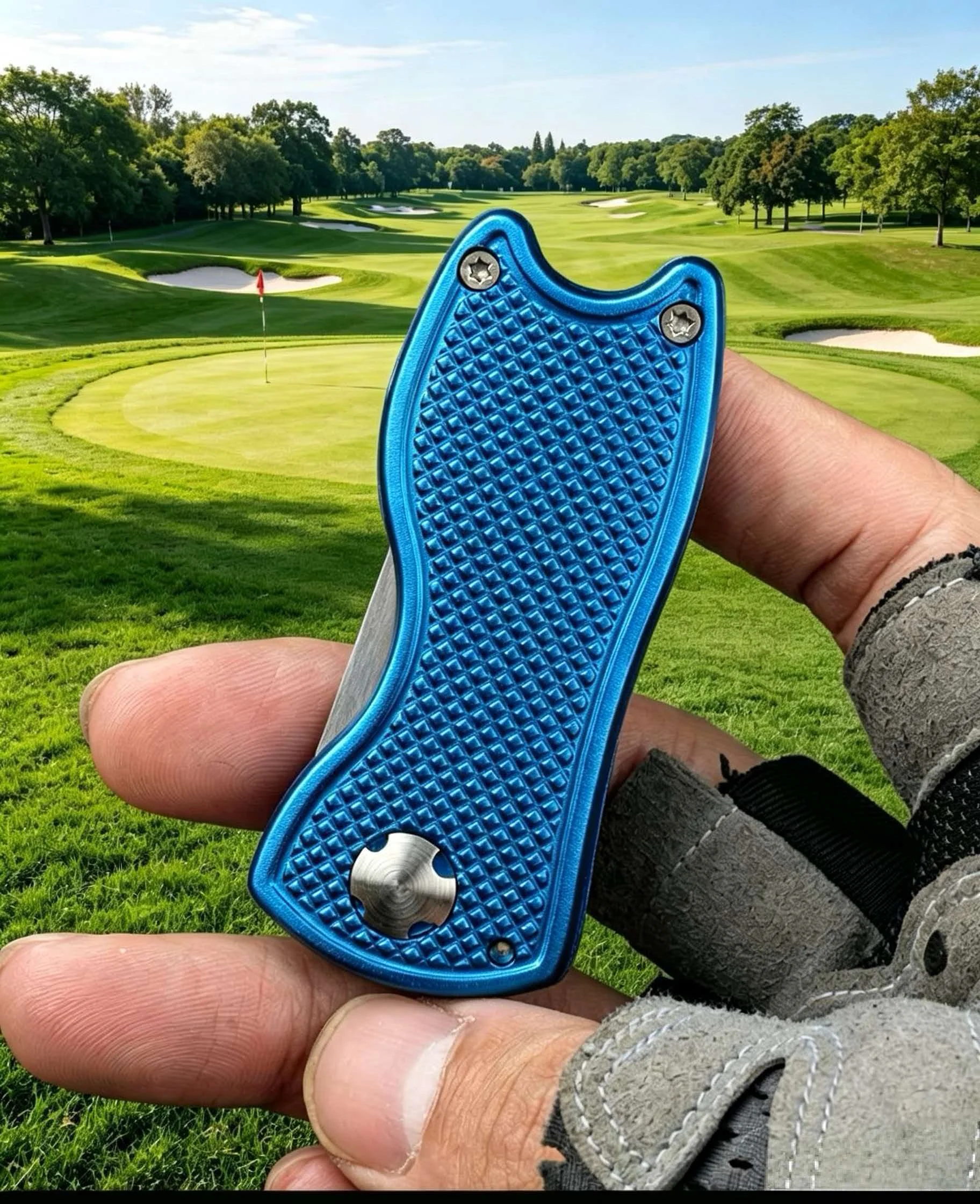 Golf Fork Folding Metal Aluminum Handle Spring Ball Fork Tool Lawn Trimming Accessories view 6
