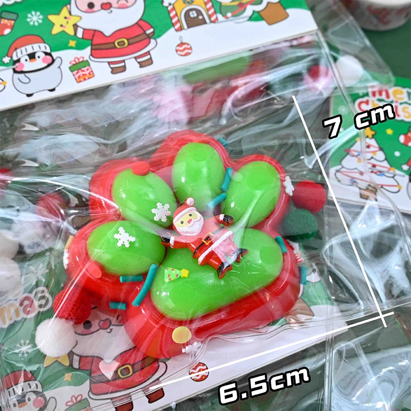 Red Green Christmas Series Soft Sticky Stress Relief Relax Toys Squeeze Christmas Cat Paw Toys Decompressing Cat Paw Toy Gift