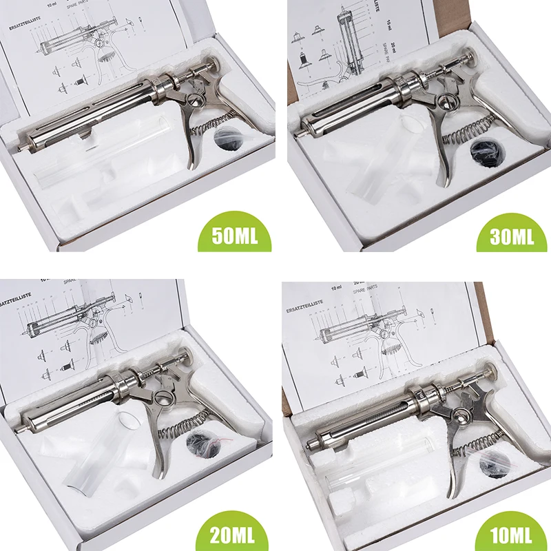 

Ветеринарный шприц для непрерывного инъекций животных с иглой 10/20/30/50 мл, автоматический пистолет для вакцинации из нержавеющей стали для коровы, овец