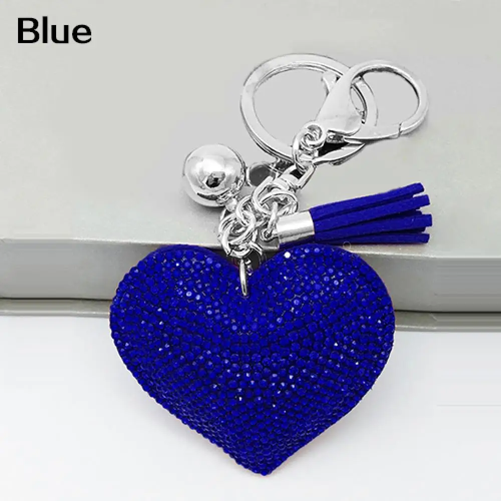 Tassels Love Heart Keychains Charming Romantic Dazzling Rhinestone Love Heart Key Chain Bags Pendant Car Keyring Jewelry Gift