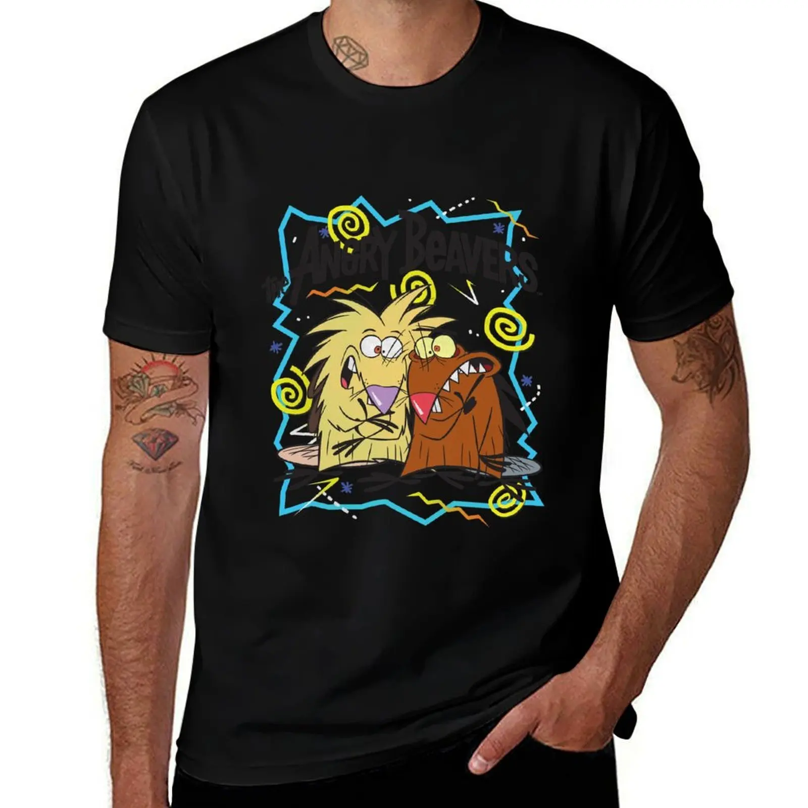 

Angry Beavers Characters & 90's Graphics T-Shirt Casual Daily Wear Short Sleeve Top