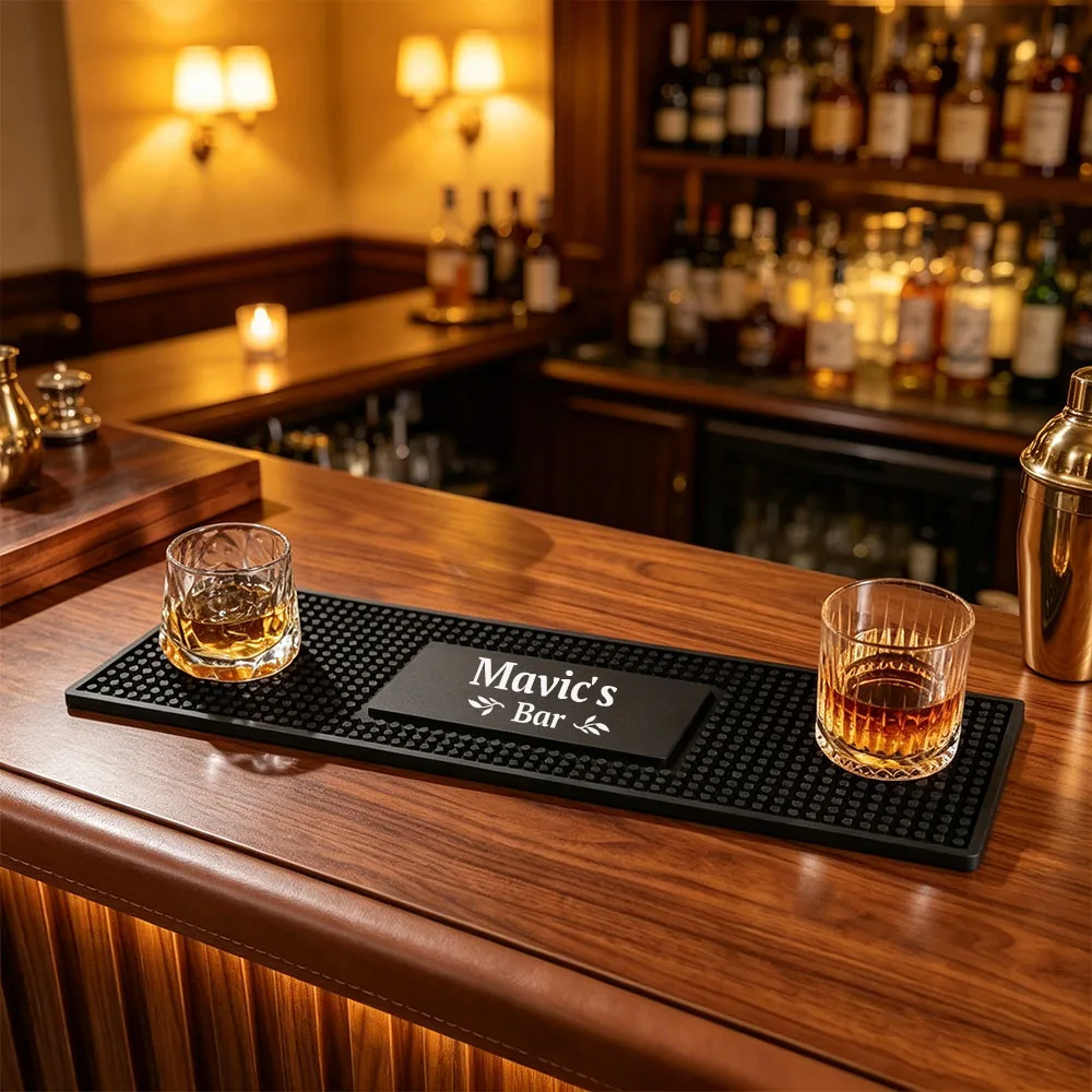 Customizable Non-Slip Bar Mat with Name and Year, Anti-Spill Wine Bar Mat, Home Party Decoration, Gift for Groomsmen & Cocktail