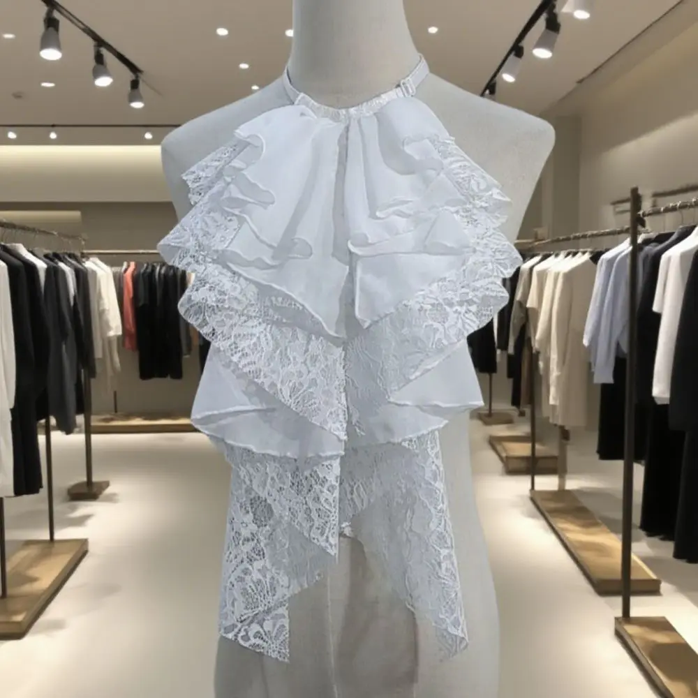 Detachable Layered Lace False Collar Adjustable Retro Ruffled Design Collar Elegant Comfortable Fake Lace Collar Women