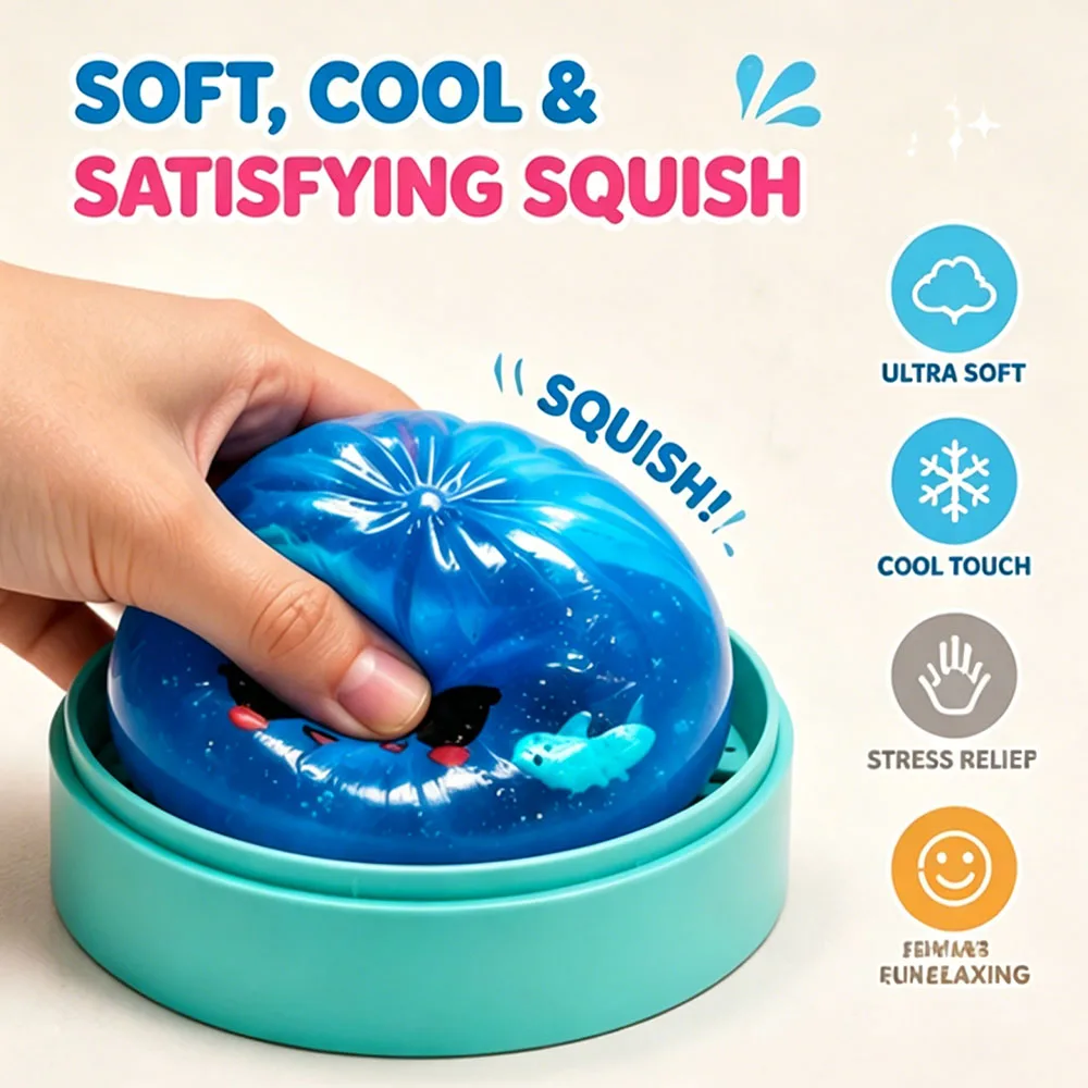Décoration de bureau Kawaii en forme de boulette de requin, imitation alimentaire avec cuiseur vapeur, ornement esthétique, paillettes, rebond lent, à presser, cadeau surprise