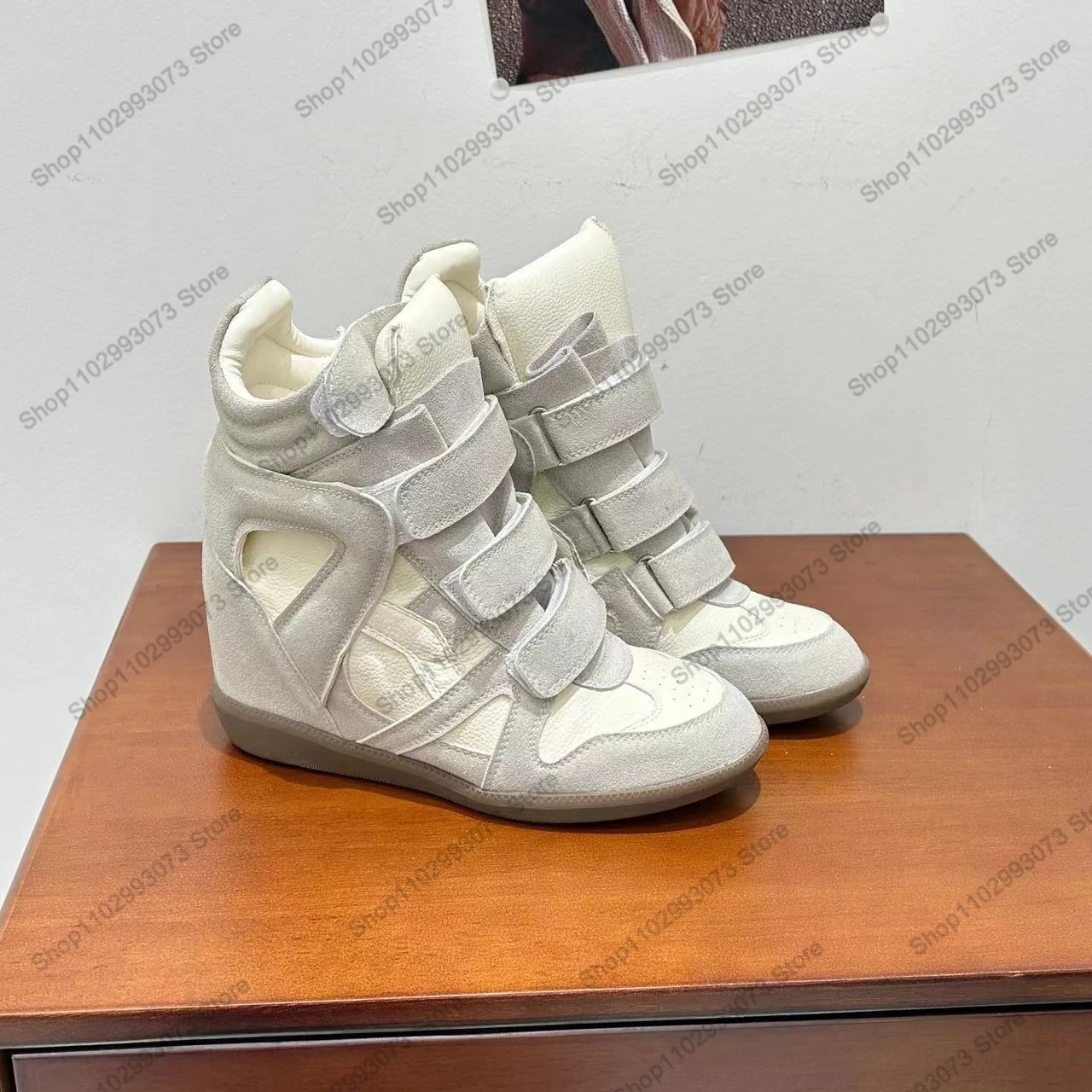 Dames hoge sneakers met sleehak, enkellaarzen met verborgen hak, modeplatform, casual schoenen voor dagelijks gebruik, streetwear