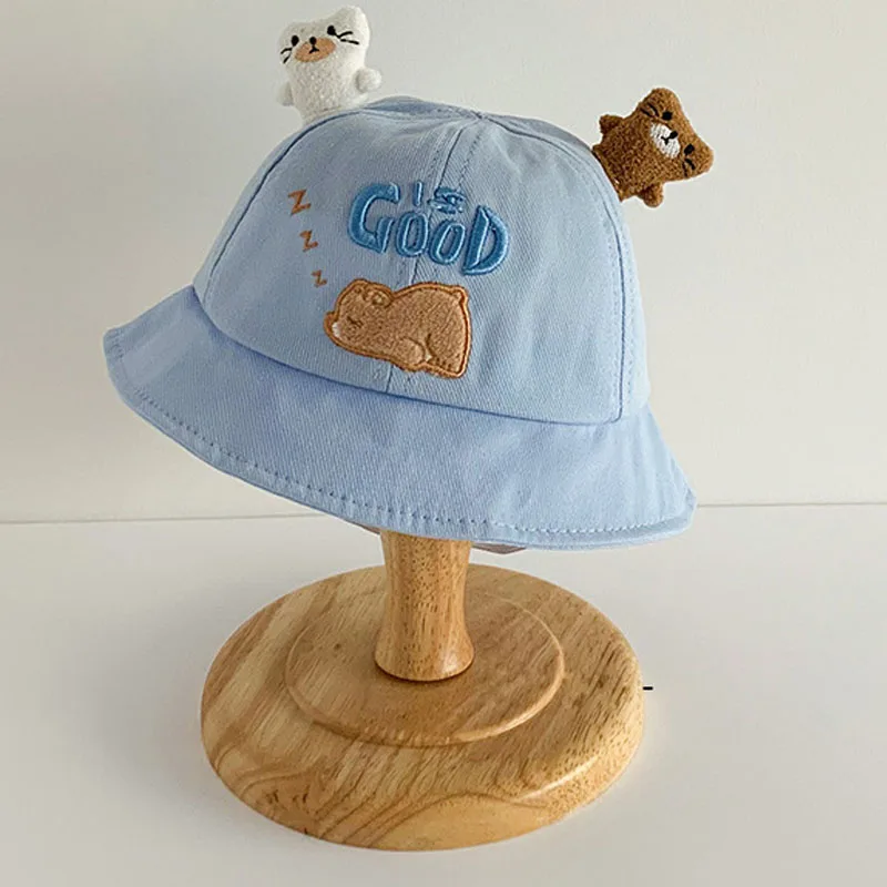 New Baby Bucket Hat With Ears Cute Cartoon Animals Baby Boy Girl Sun Cap Infant Toddler Fisherman Hat