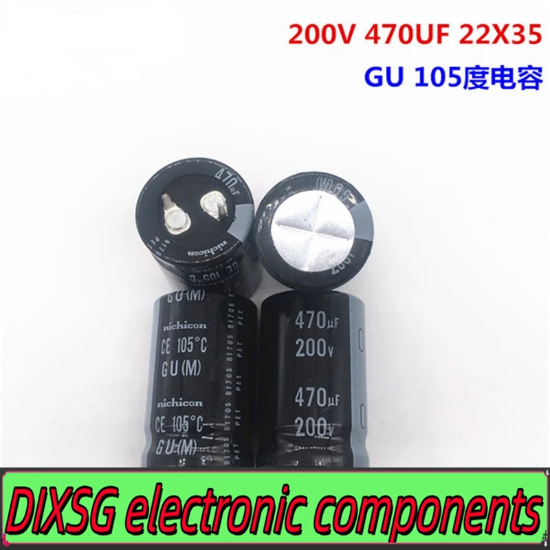 DIXSG （1PCS）200V470UF 22X35 nichicon Nikkeon electrolytic capacitor 470UF 200V 22 * 35 GU 105 degrees