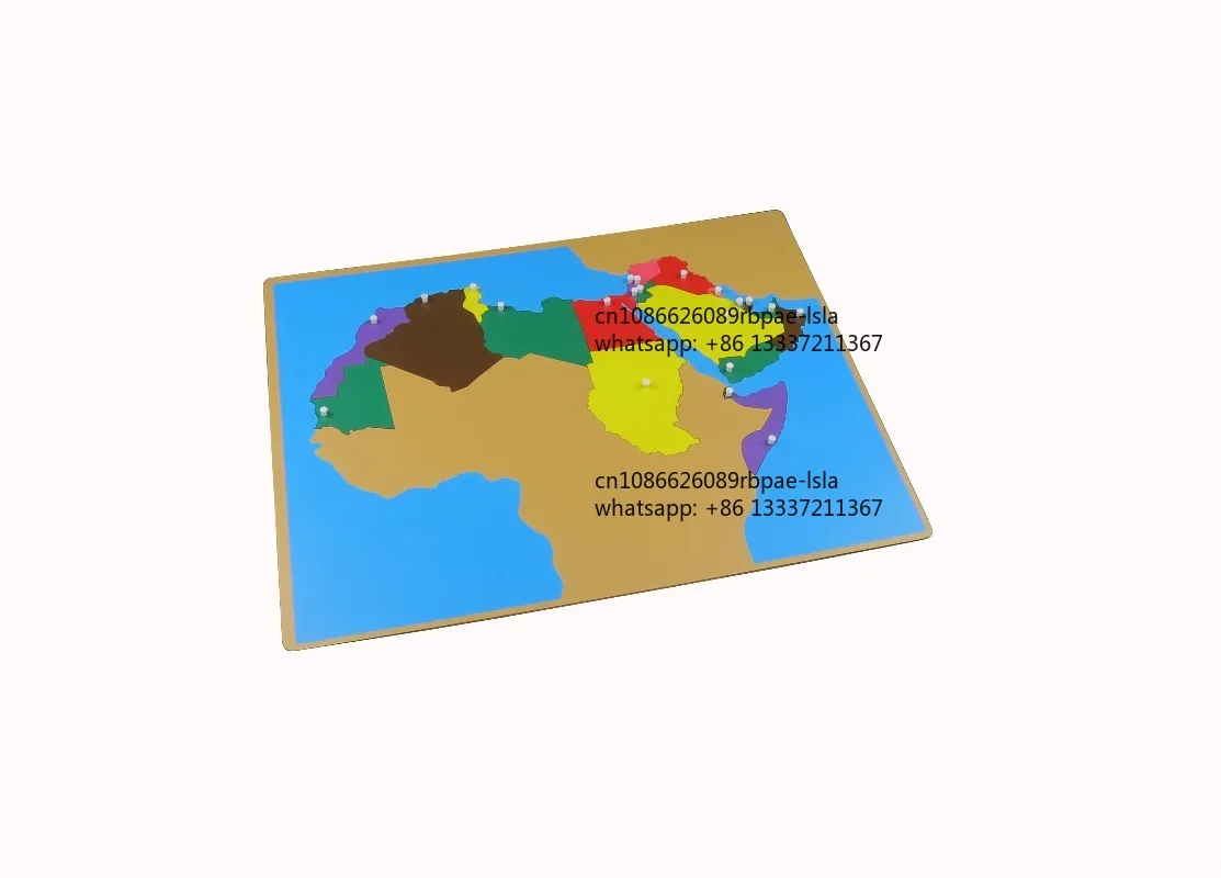 Leaderjoy Wooden Arabic Educational Puzzle  Toys Montessori Middle East  Puzzle Map for Children