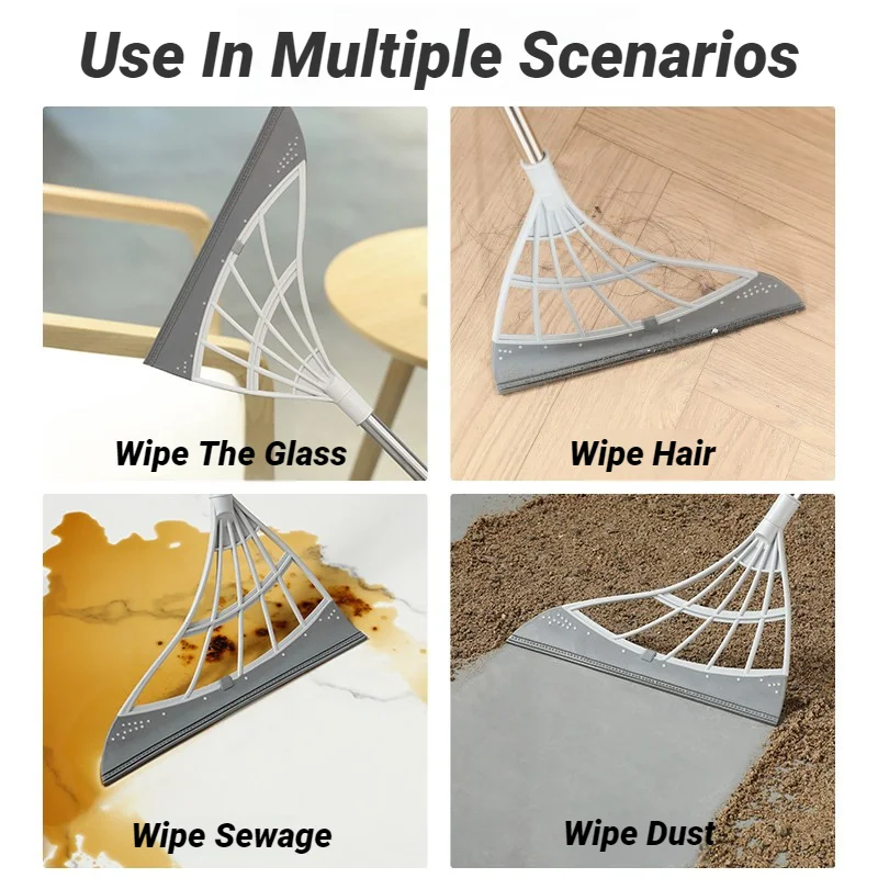 Silicone Magic Broom Mop Household Floor Cleaning Squeegee Wiper Bathroom Toilet Water Sweeper High Place Glass Scraper Tool
