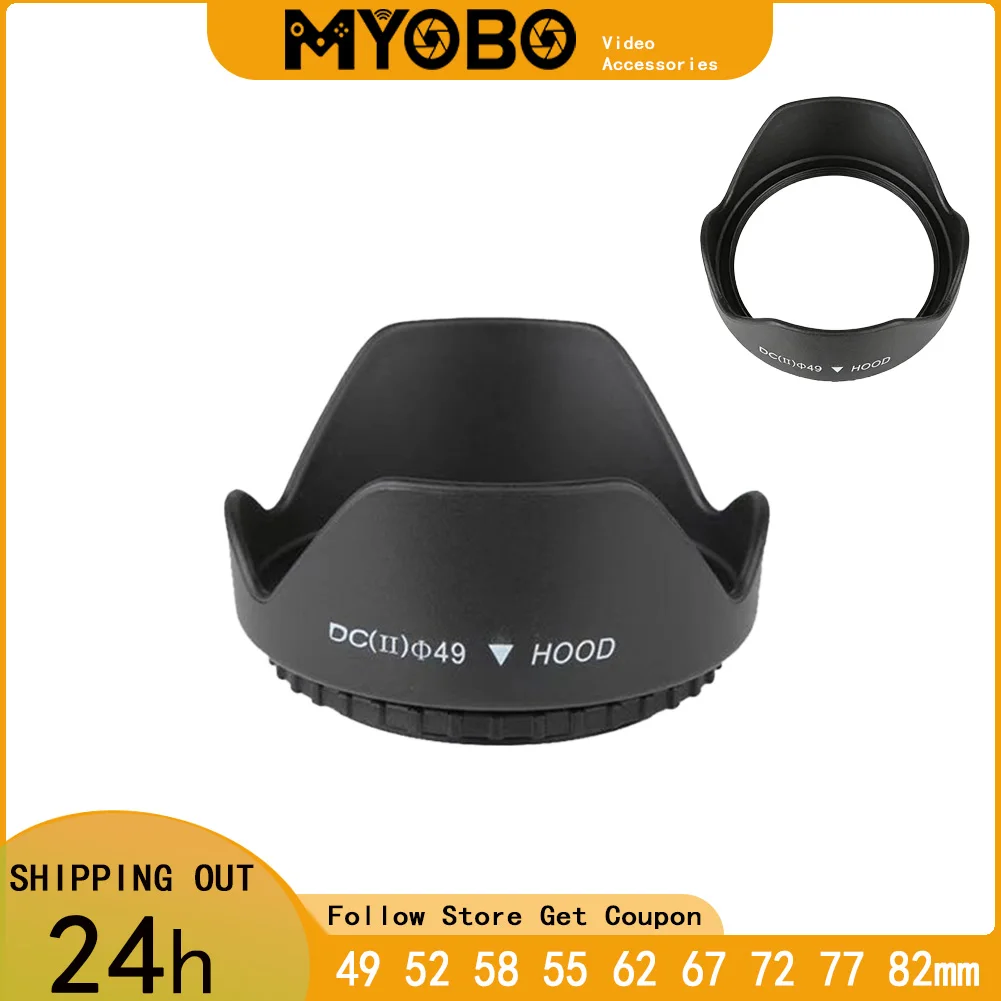 MYOBO Blütenblatt-Objektivhaube 49 52 55 58 62 67 72 77 82mm Schraubfilter-Gewinde Objektivschutz für Canon Nikon Sony DSLR-Kamera