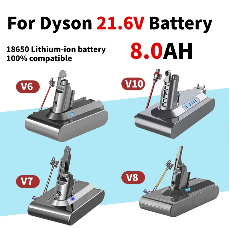 21.6V 8000mAh Li-lon Battery For Dyson V6 V7 V8 V10 FLUFFY V7 Animal Pro 225403 229687 Vacuum Cleaner Chargeable Battery