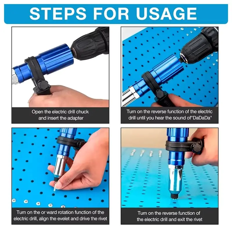 ABLK Home Riveting Machine Rivet Gun Adapter 2.4-3.2-4.0-4.8Mm For Electric Riveting Tools For Electric Drills