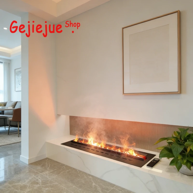 Touch Control Electric Fireplace,luxury Gold Mist Firepit,Digital Display Water Vapor Fireplace with Timer Setting,3d Fireplace