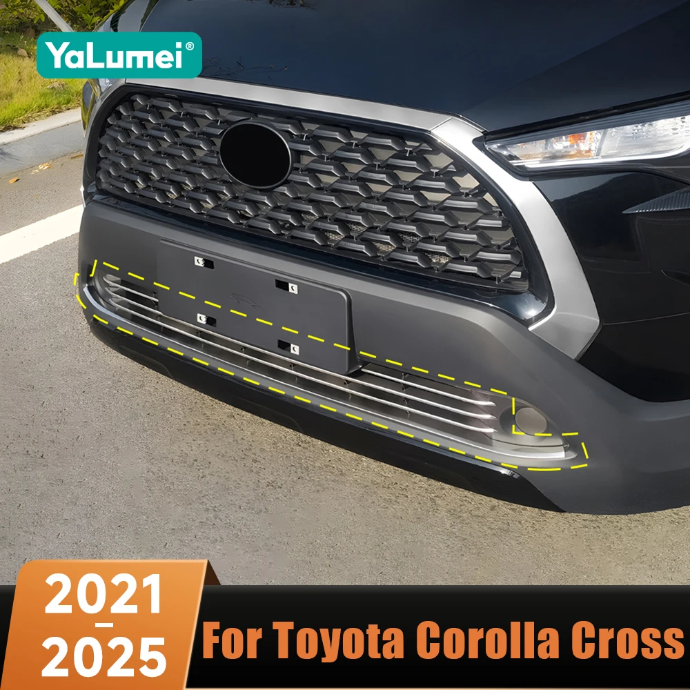 

5 шт. автомобильная нижняя решетка, декоративная яркая полоса, накладка на передний бампер для Toyota Corolla Cross XG10 2021 2022 2023 2024 2025 Hybrid