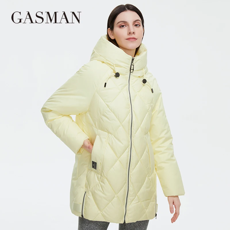 GASMAN 2022 Winter down jacket collection Fashion Solid Stand-up collar Women Coat Elegance Hooded Women's jackets 8198