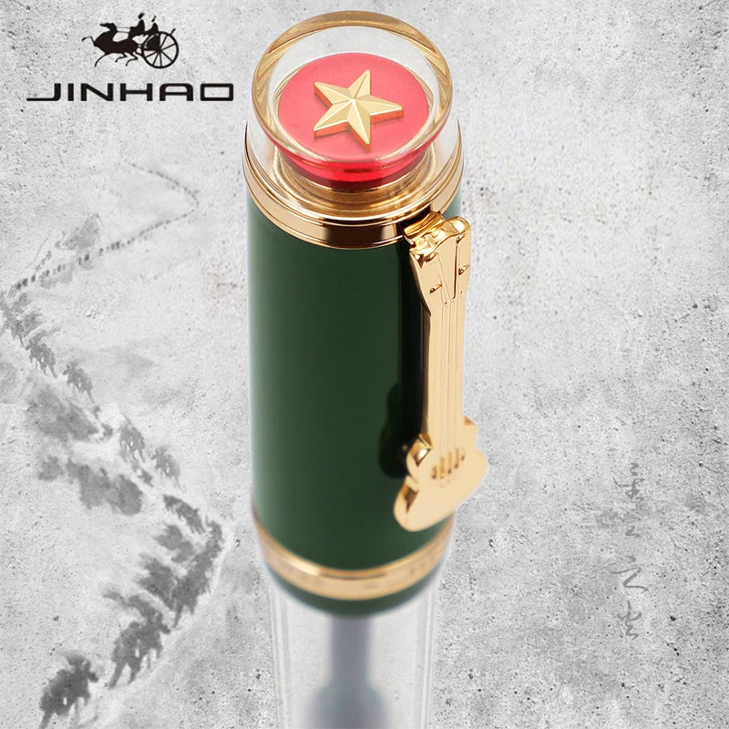 Jinhao 1935 TIANDAO Fountain Pen Red/Green Luxury Guitar Clip F/M Sword ink Nib Writing Pens Office School Supplies Stationery