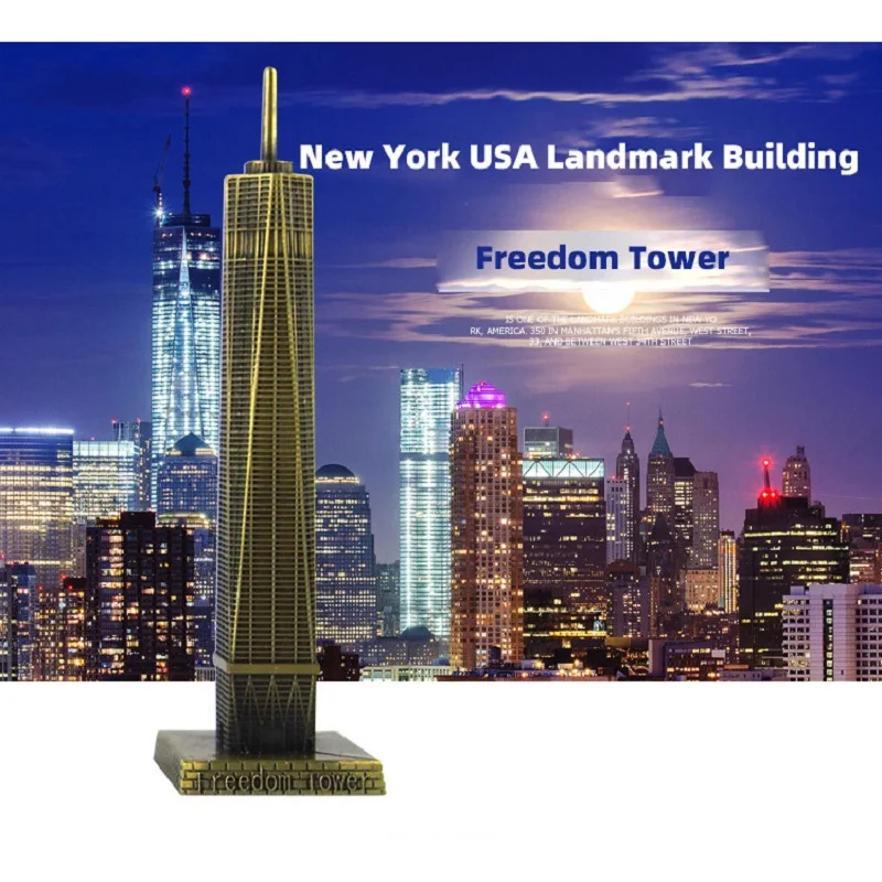 Metal Freedom Tower New York USA Landmark Building Model Tourist Souvenir Home Room Desk Decoration Accessories Furnishing