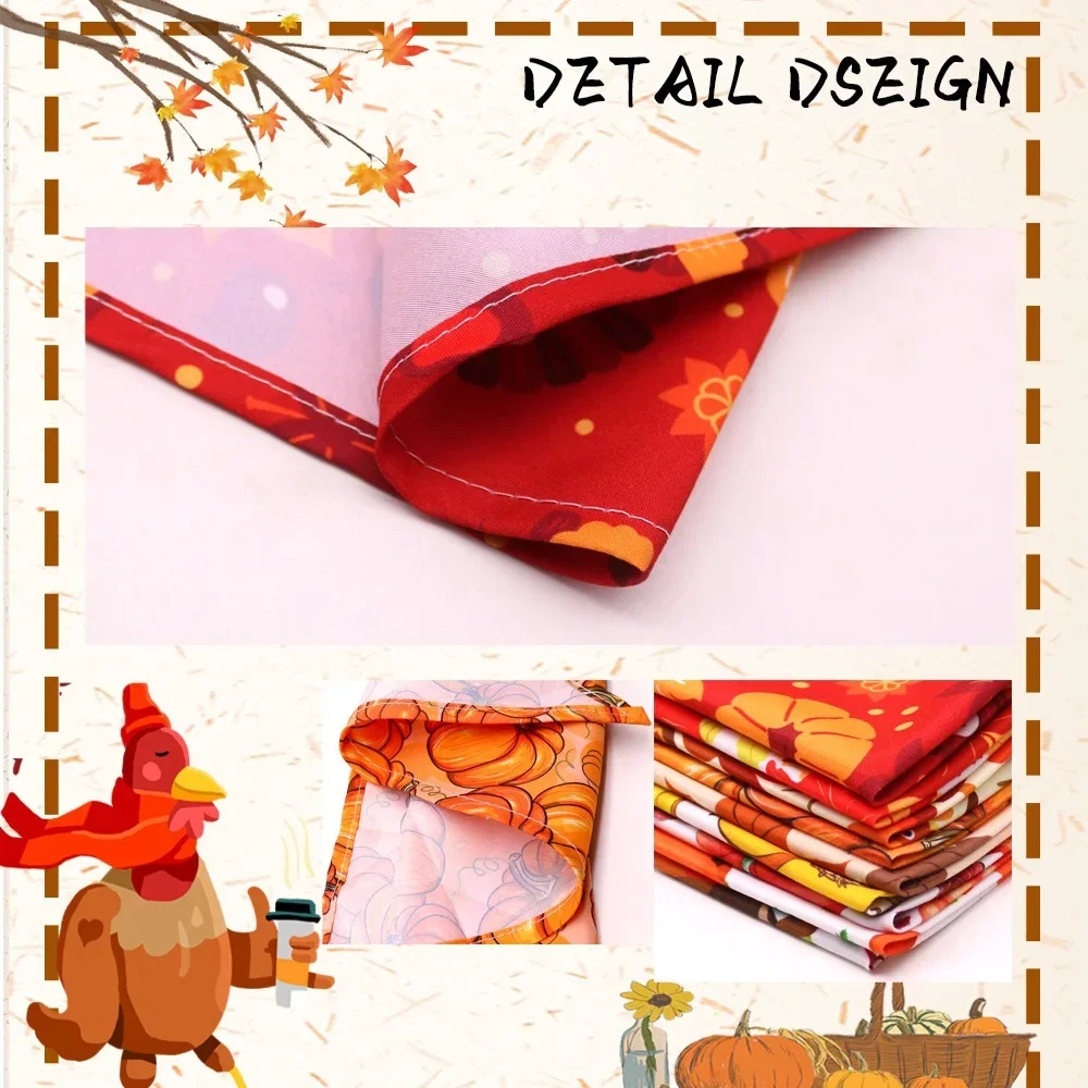 Thanksgiving-Haustier-Bandana für Hunde und Katzen, Kürbis-Ahornblatt-Dreieckstuch, Feiertagsdekoration, Verstellbarer Süßer Herbst-Halstuch – Detail 2