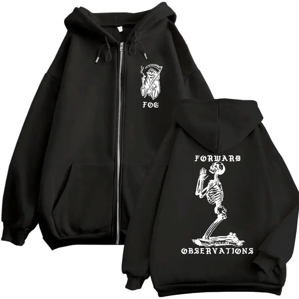 

Forward Observations Group Zipper Hoodie Rock Punk Gothic Skeleton Graphic Zip Up Hoodies Men's Women's Fashion Oversized Jacket