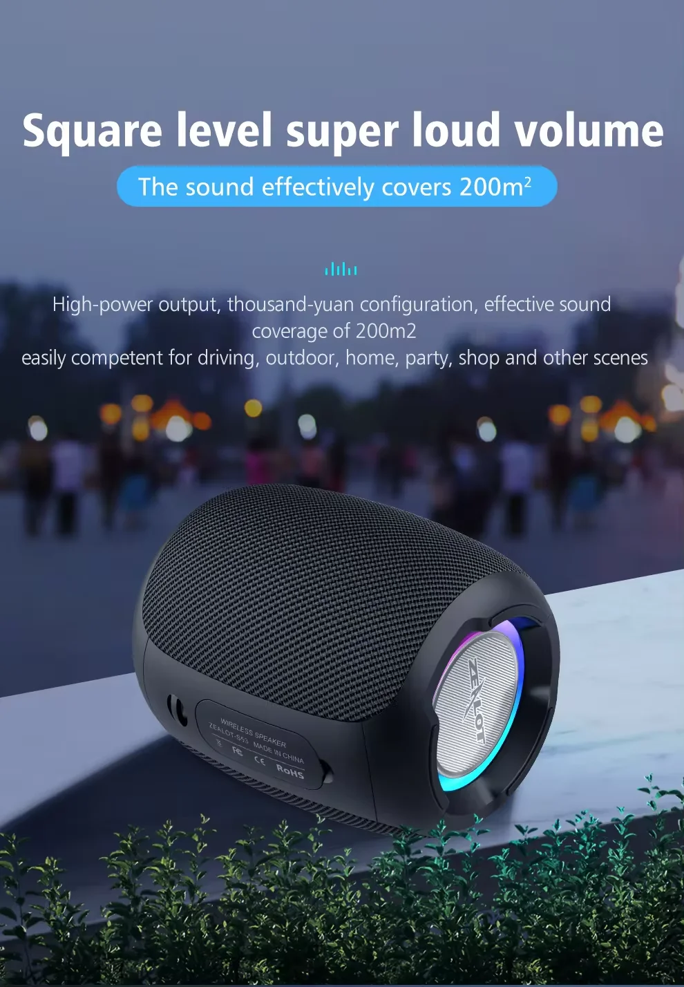 S53 Draadloze Bluetooth Speaker 24 Uur Super Luid Geluid Bluetooth Speaker Ipx6 Waterdicht Voor Telefoon Tf Kaart Fm