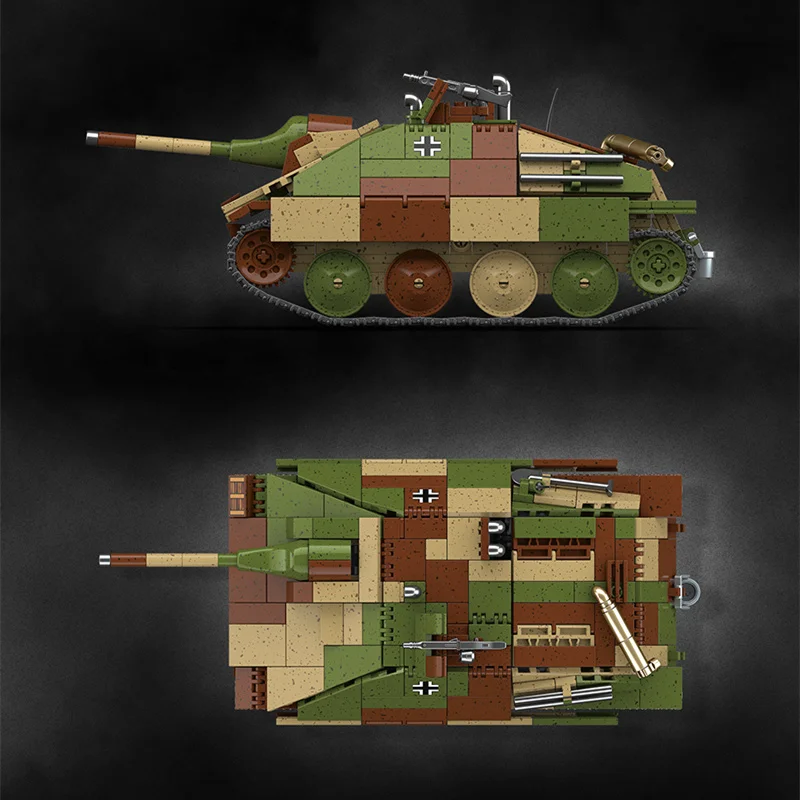 2025 لعبة جديدة من الحرب العالمية الثانية Jagdpanzer 38 (t) مجموعة مدمرة دبابة هيتزر لعبة بناء للأولاد بمقياس 1:28 موديل Jg.Pz.38 [t] 100311
