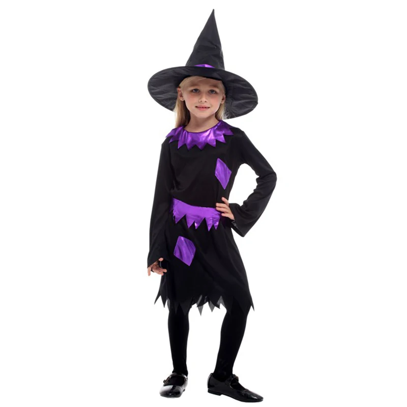 Halloween Witch Costume para Crianças, Girl Dress, Carnival Party, Kid