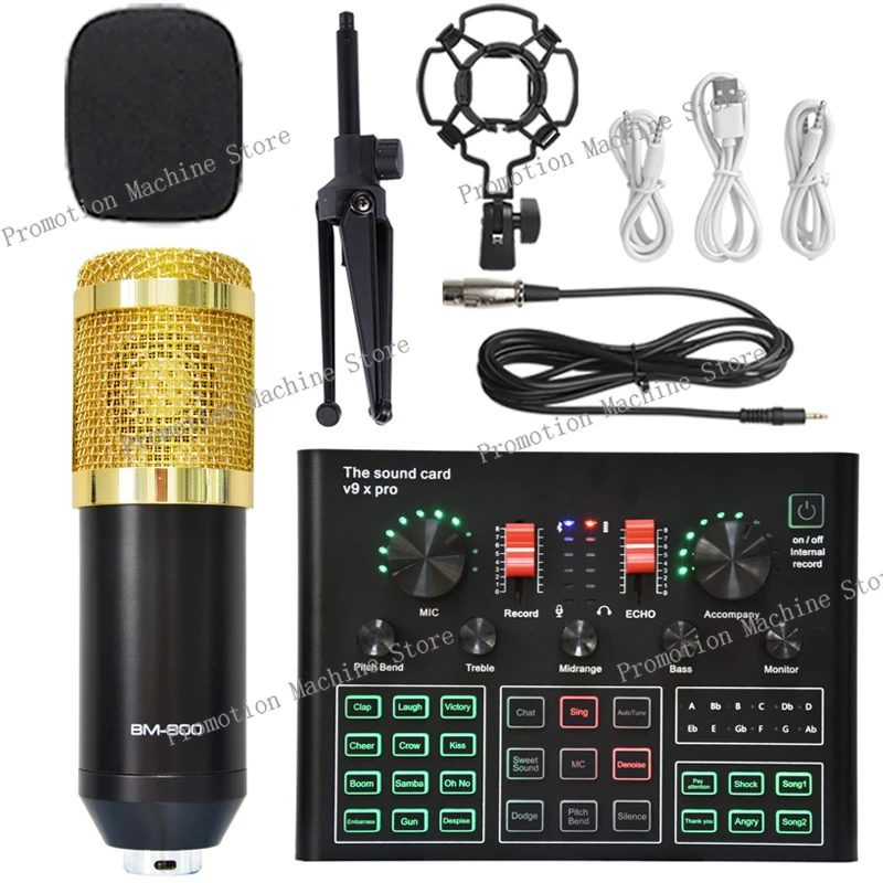 V9XPro Sound Card Studio Mixer Singing Noise Reduction Microphone Voice BM900 Live Broadcast Phone Computer Record V9X Pro USB