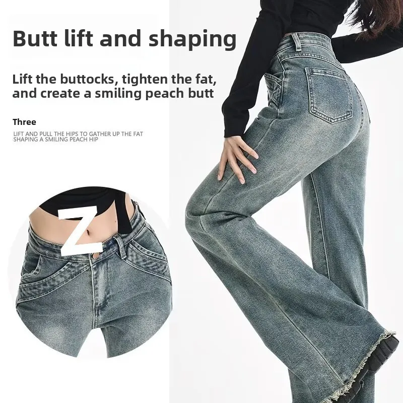 Women's Clothing Jeans [flash Sale Direct Supply] Spring And Summer Design Sense Rough Edge Micro-horn Jeans Spice Girls Splicin