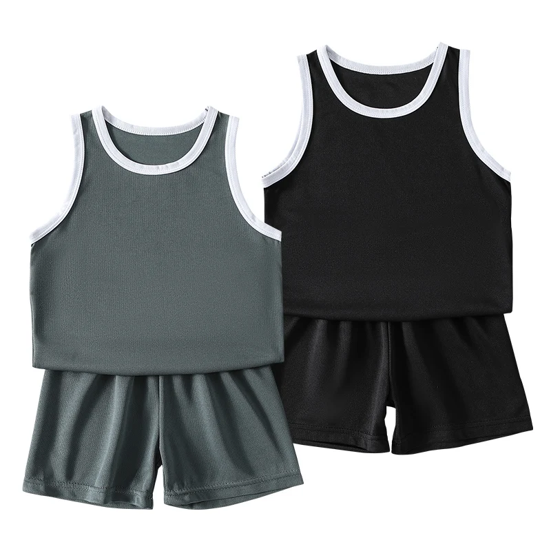 6/2 Pcs Children's Summer Color Quick-drying Sports Suit Boys' Leisure Running Breathable Short-sleeved Girls' Joker Cute Shorts