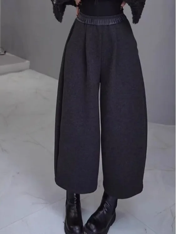 High Waist Woolen Casual Pants for Women Autumn Winter New Sle plus Size Pear ape Slimming Versatile andmother Pants