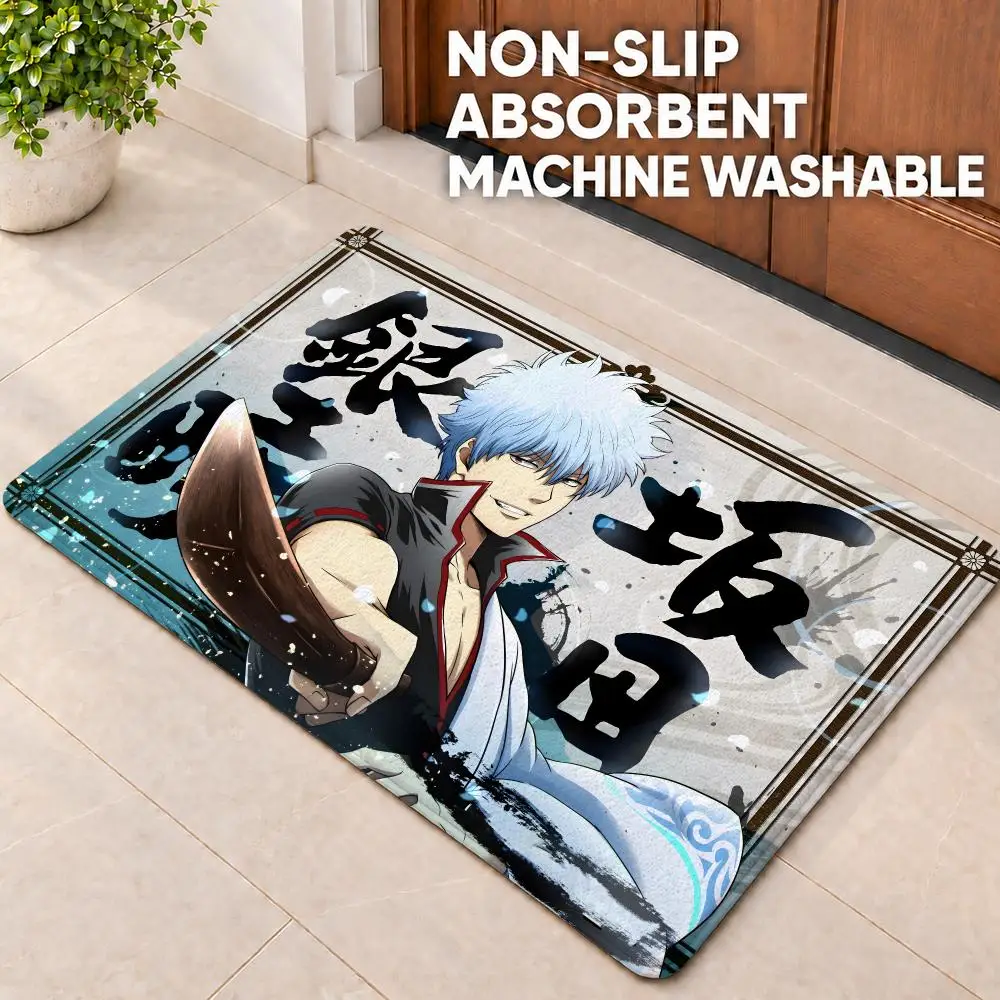 anime Gintama Floor Mat Doormat Non-Slip Floor Mat Rug for Bathroom Kitchen Entryway Indoor Outdoor Home Decor
