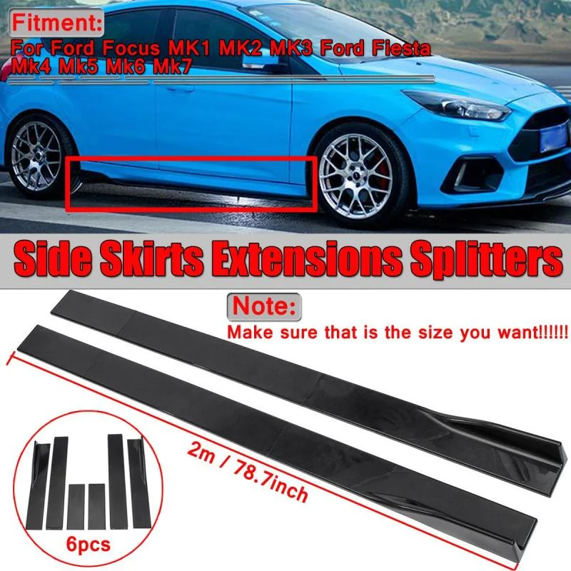 RMAUTO Carbon Fiber Universal 2M Car Side Skirts Winglet Extension Splitter Rocker Side Wing Bumper Lip Car Body Styling Kit