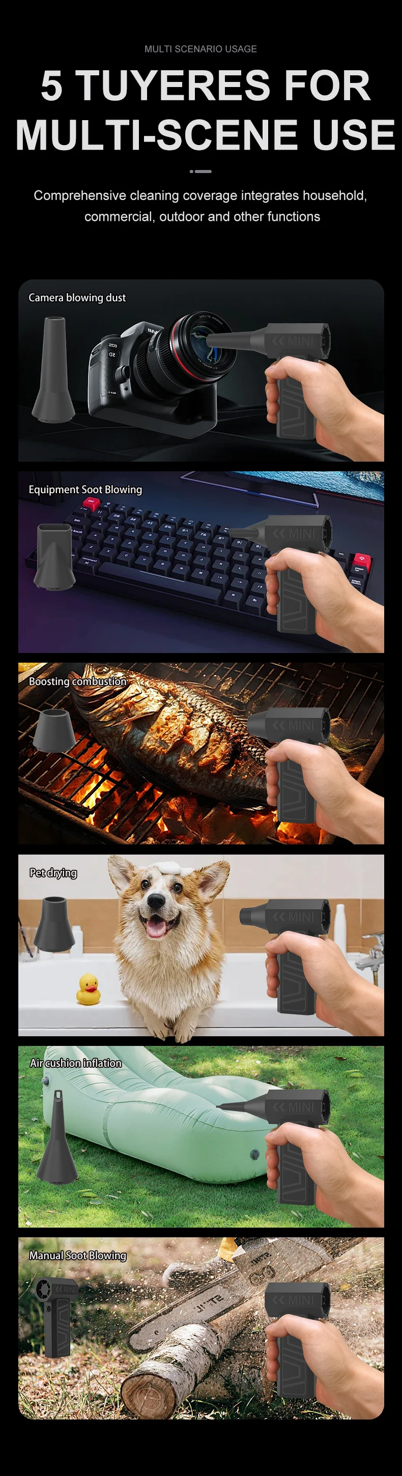 Turbo Jet Fan High Speed Vakuum Mini Elektrische Air Duster Wiederaufladbare Reiniger für PC Tastatur Auto Staub Schnee Blatt Gebläse 4-gang – Detail 11