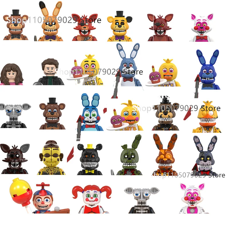 

NEW FNAF Nights Game Figure Mini Figures Building Blocks Skeleton Thriller Toys gift kids toys mould king