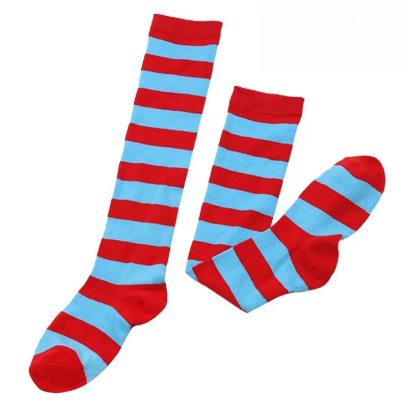 Kids Christmas Knitted Striped Over-the-Knee Socks, Fashion Elastic Long Socks for Girls, Stage Performance & Daily Wear Socks